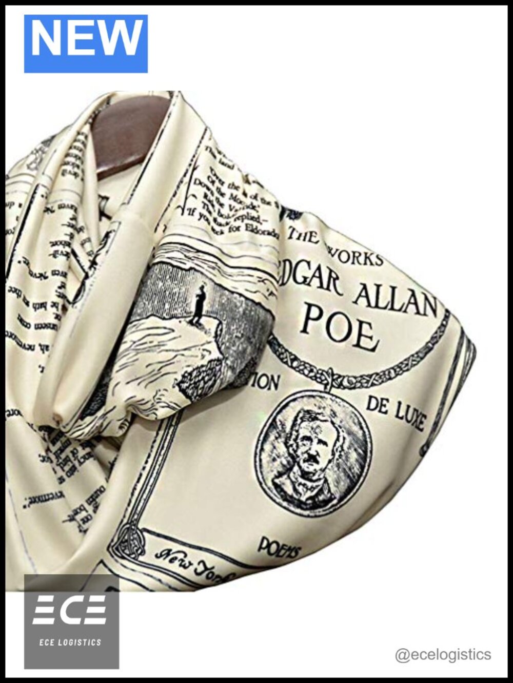 Edgar Allan Poe Poems Infinity Scarf Poly Viscose Tube Style